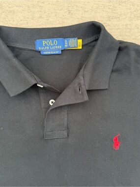 Polo Ralph Lauren Black Polo Shirt Men’s XL Custom Slim Fit Red Pony Preppy